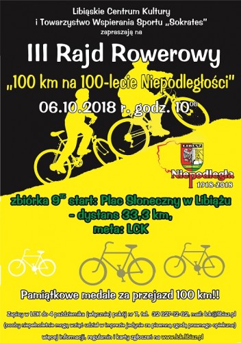 III Rajd Rowerowy "100 kom na 100-lecie Niepodległości" 06.10.2018